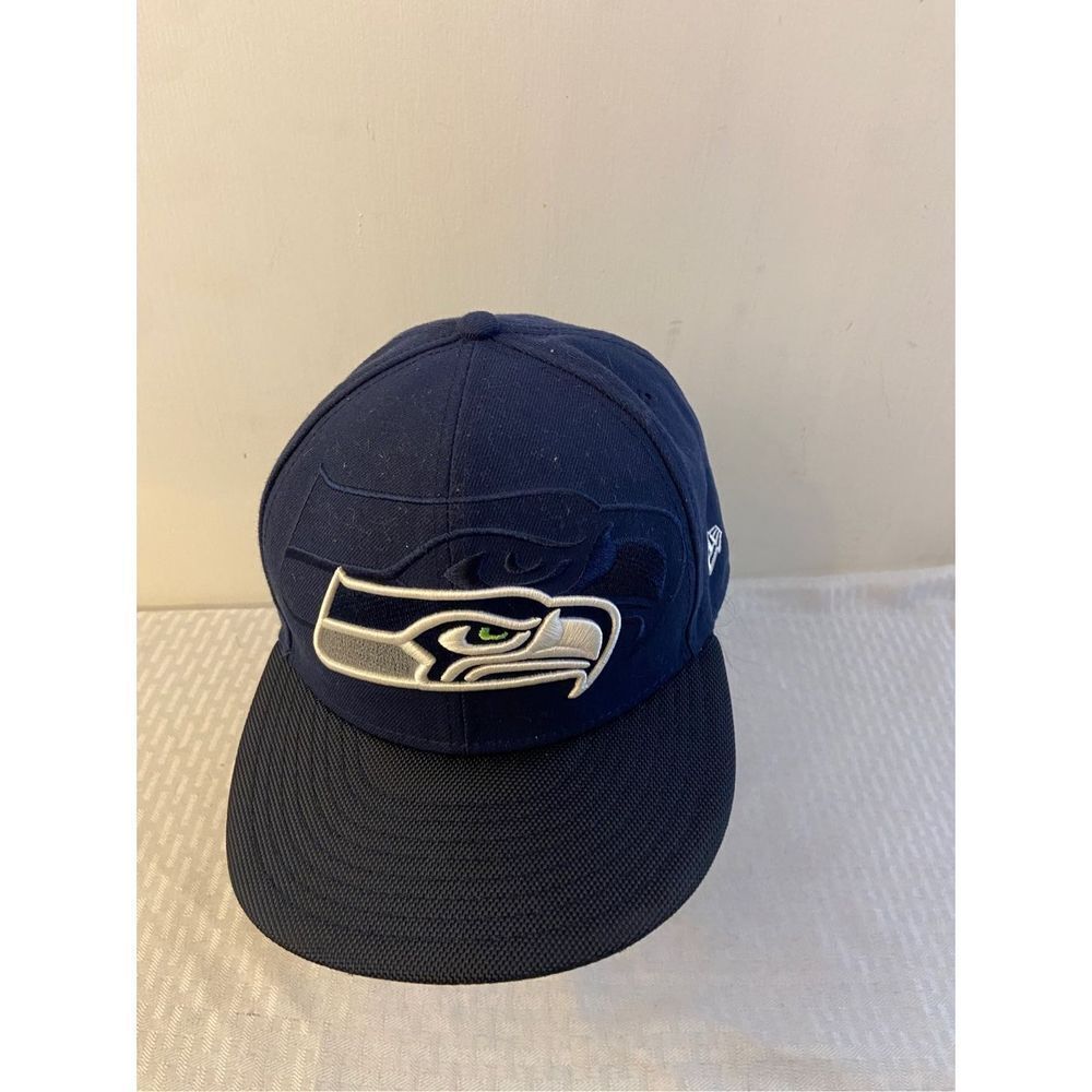 New Era Seattle sea hawks baseball cap ribbed #D logo‎ 7.5 excellent